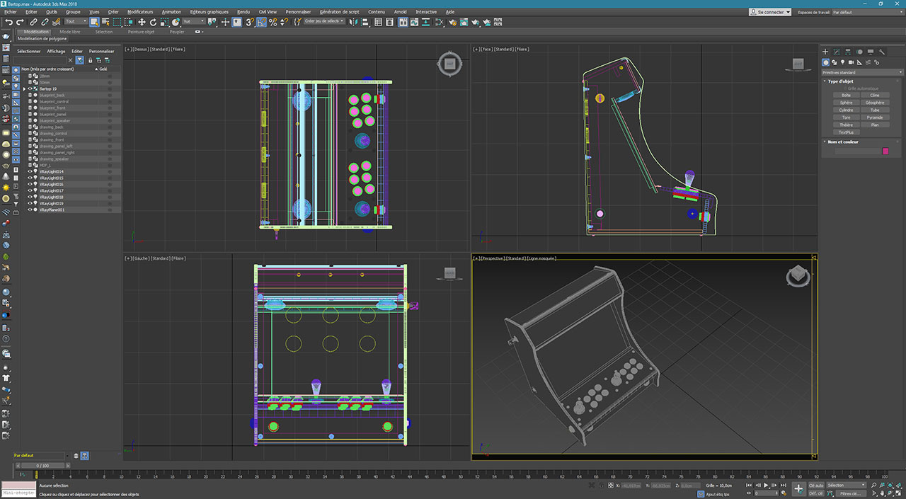 wireframe bartop 3dsmax